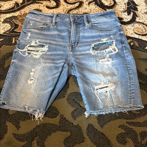 Men's Distressed Light Blue Denim Shorts